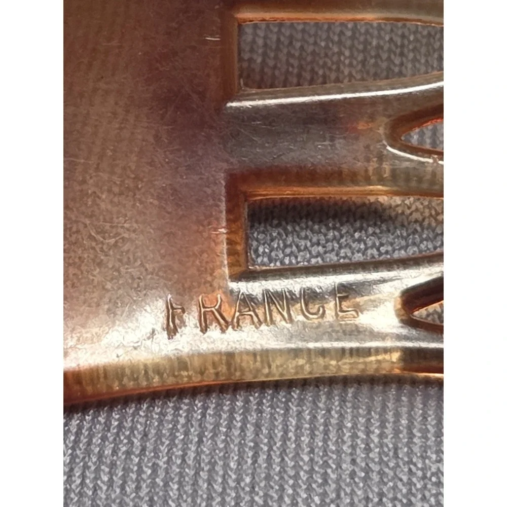 Vintage Hair Comb Faux Tortoise Shell Gold Roses Flowers France Accessory